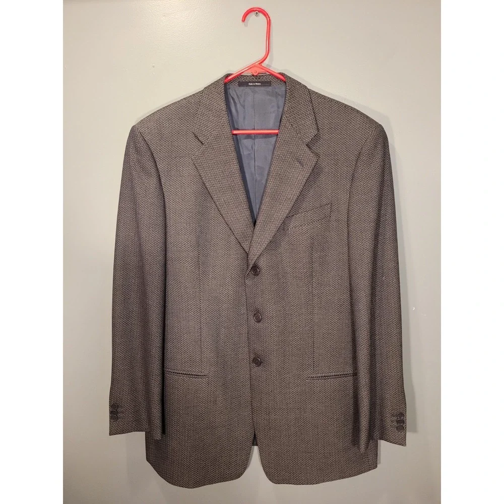 Mani By Giorgio Armani 41R Wool Blazer Men's Suit Jacket Tweed, Brown Black